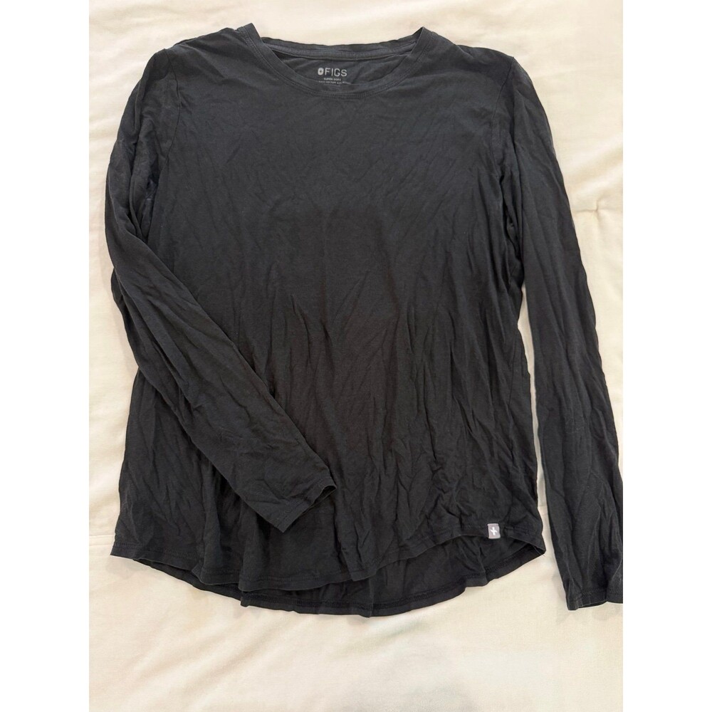 FIGS Super Soft Long Sleeve Crewneck – Black, Small